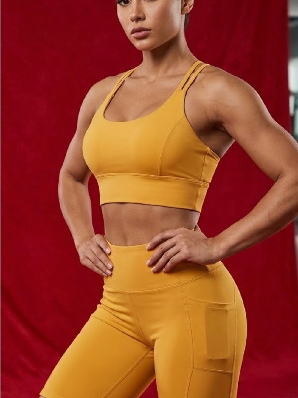 OtoS Mustard Yellow Double-Strap Sports Bra